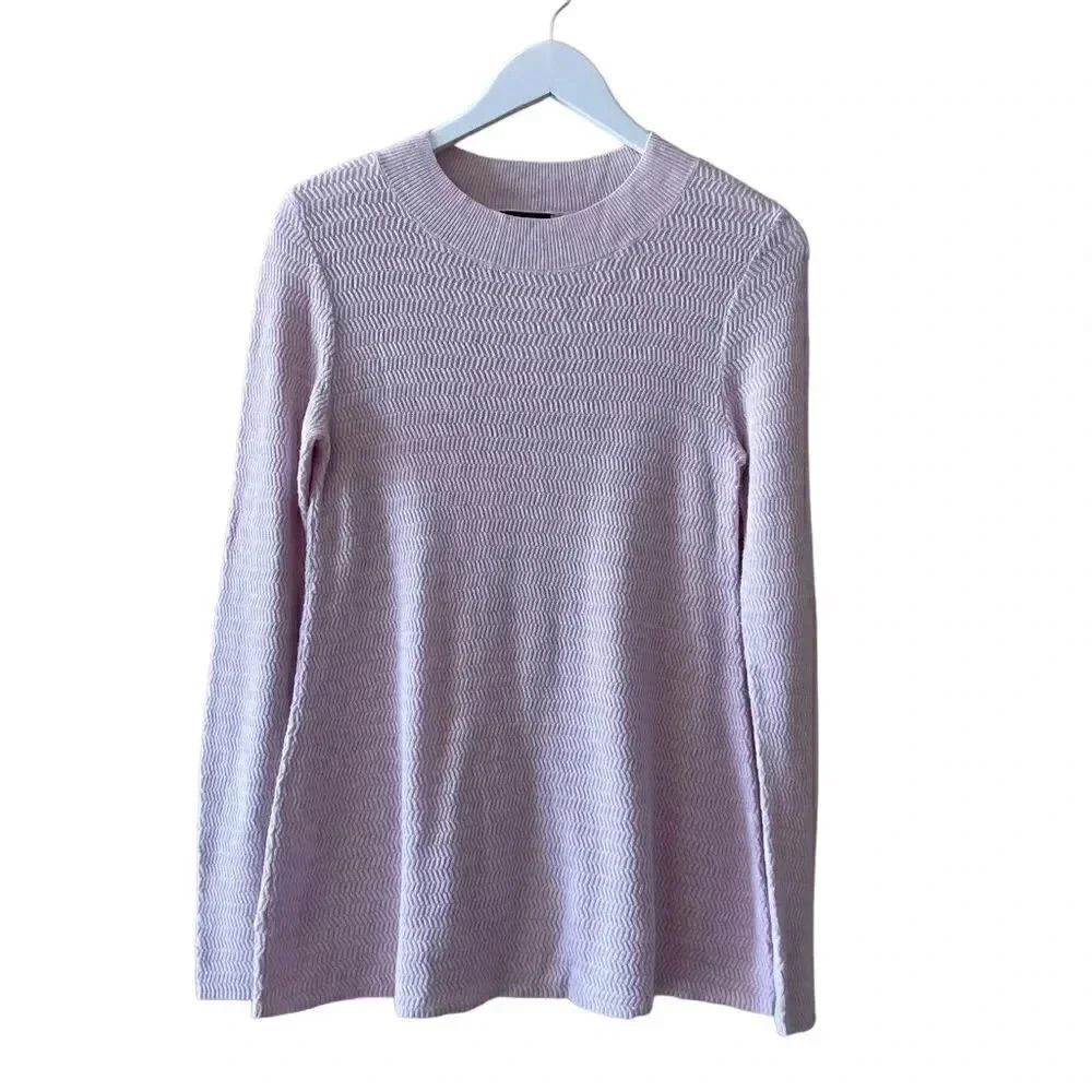 Ann Taylor Factory Pink Brushed Lightweight Crewneck Knit Cozy Soft Sweater SZ S